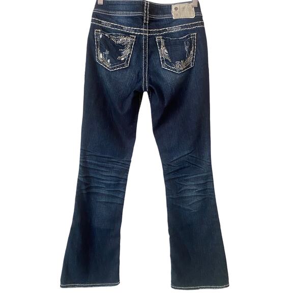 Silver Jeans Co Women's Suki Boot Cut Denim US 26 Embellished Dark Stonewash Y2K - Picture 2 of 11